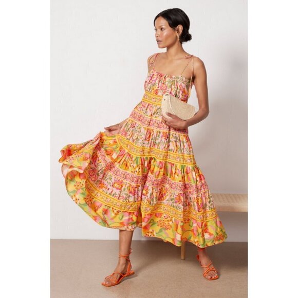 💕FARM RIO💕 Mixed Fruits Paradise Midi Dress ~ Small S NWT - Picture 3 of 16